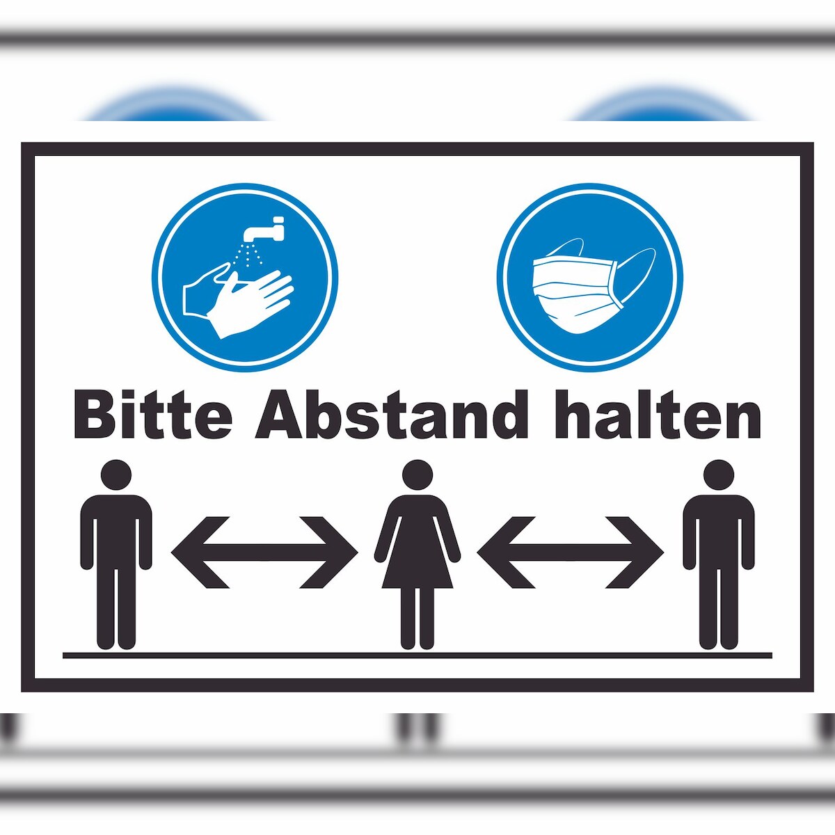 HB-Druck Hände waschen Mundschutz Abstand Schild A1 Rückseite selbstklebend Image