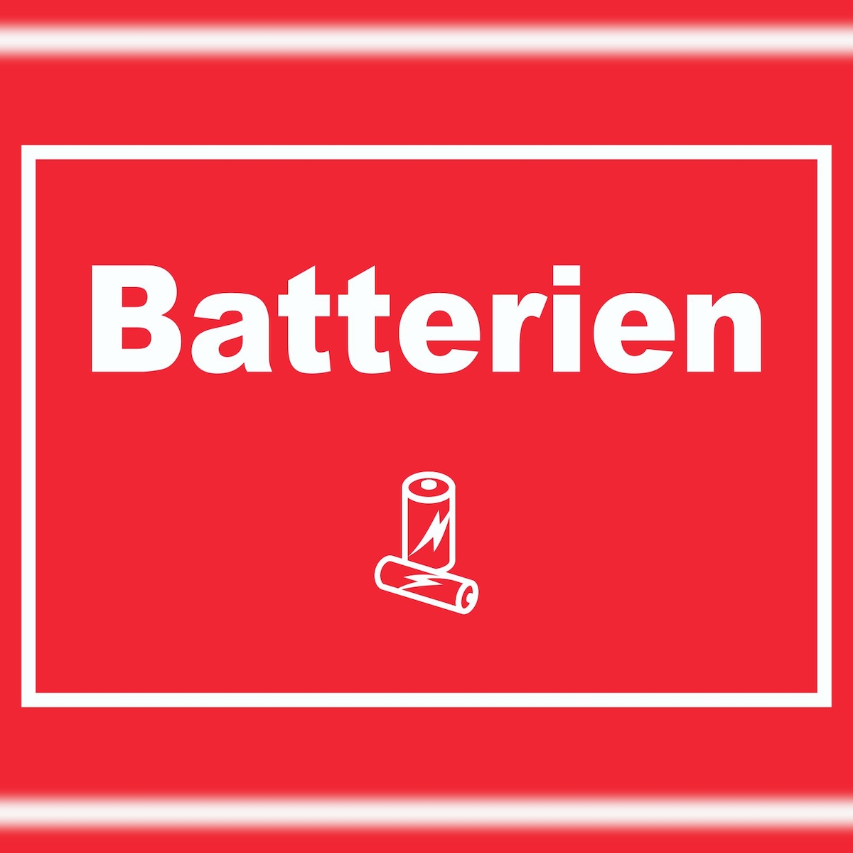 HB-Druck Batterien Mülltrennung Schild Text Symbol AA AAA waagerecht A6 Rückseite selbstklebend Image