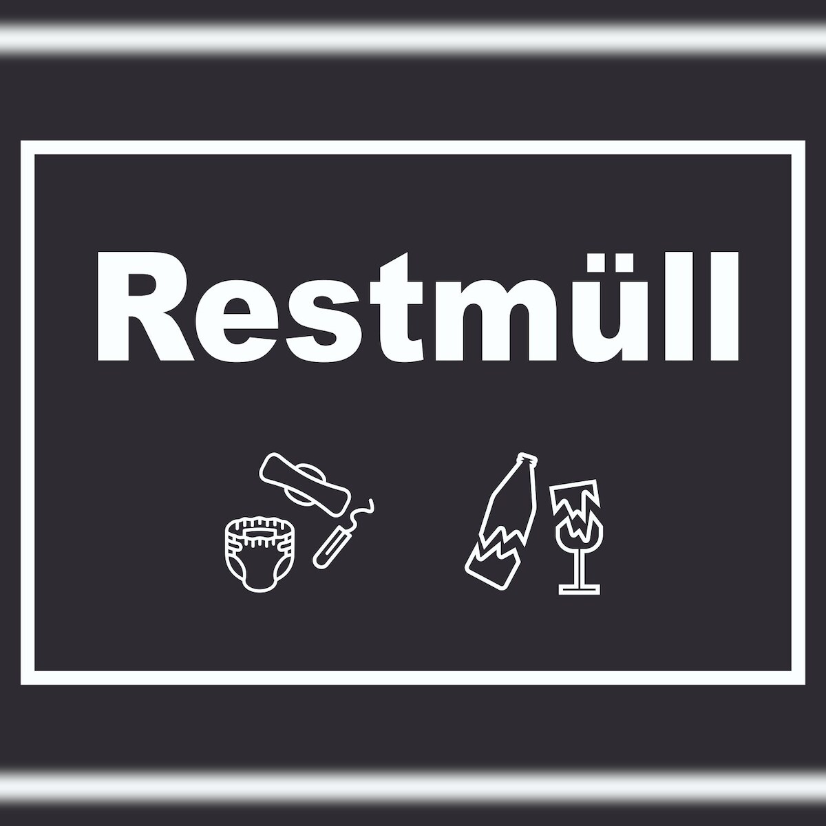 HB-Druck Restmüll Mülltrennung Schild Text Symbol Haushalt waagerecht A2 Rückseite selbstklebend Image