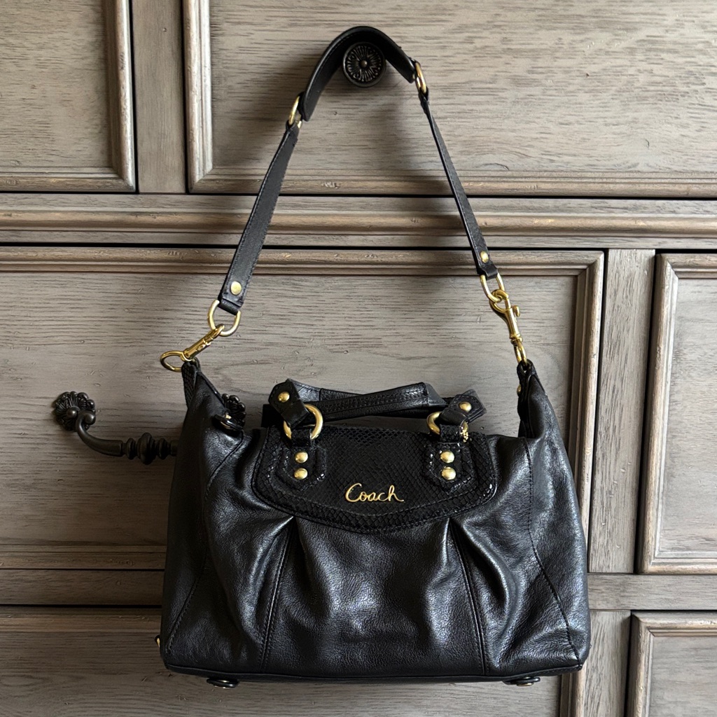 Coach Bags | Coach Factory Black Leather Shoulder Bag | Color: Black | Size: Os