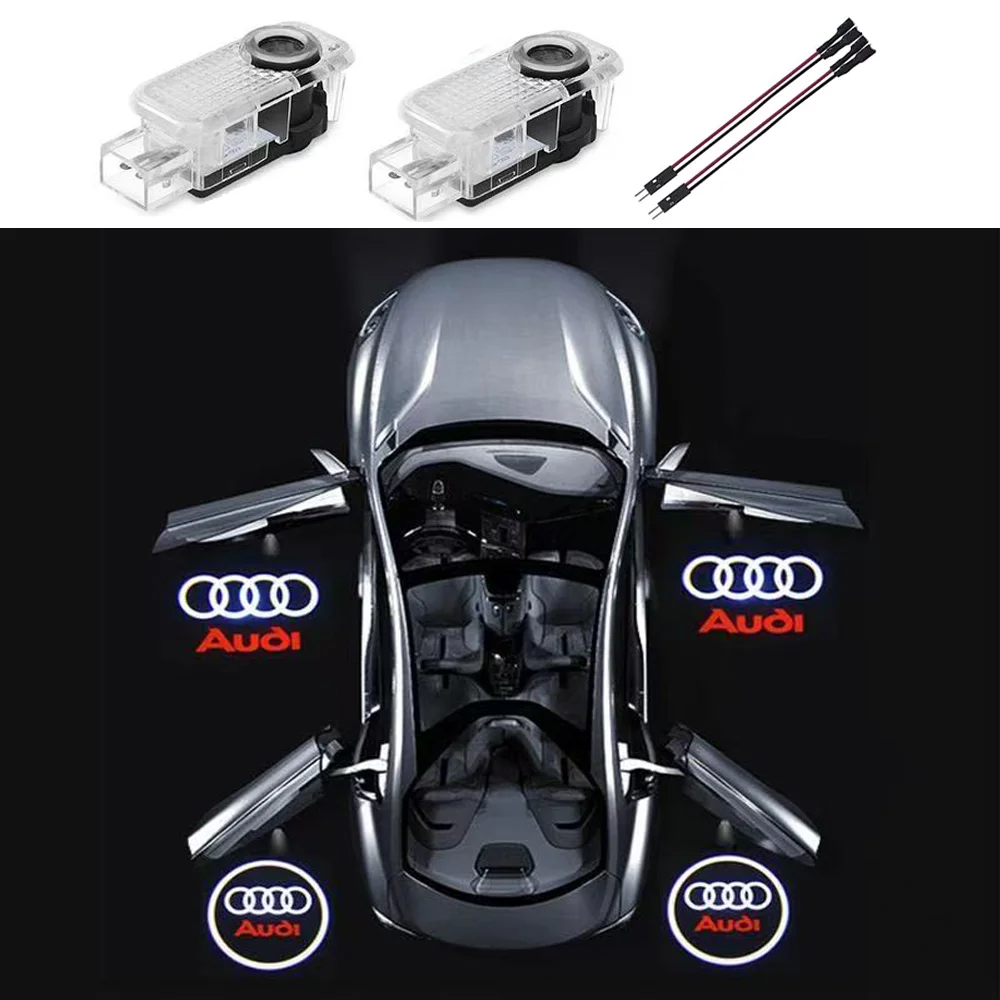 2 Pezzi Luce LED Proiettore Logo per Portiera Auto per Audi A4 B5 B6 B7 B8 B9 A1 A3 8V 8P 8L A6 C5 C6 C7 A5 A7 A8 Q3 Q5 Q7 TT S3 S6