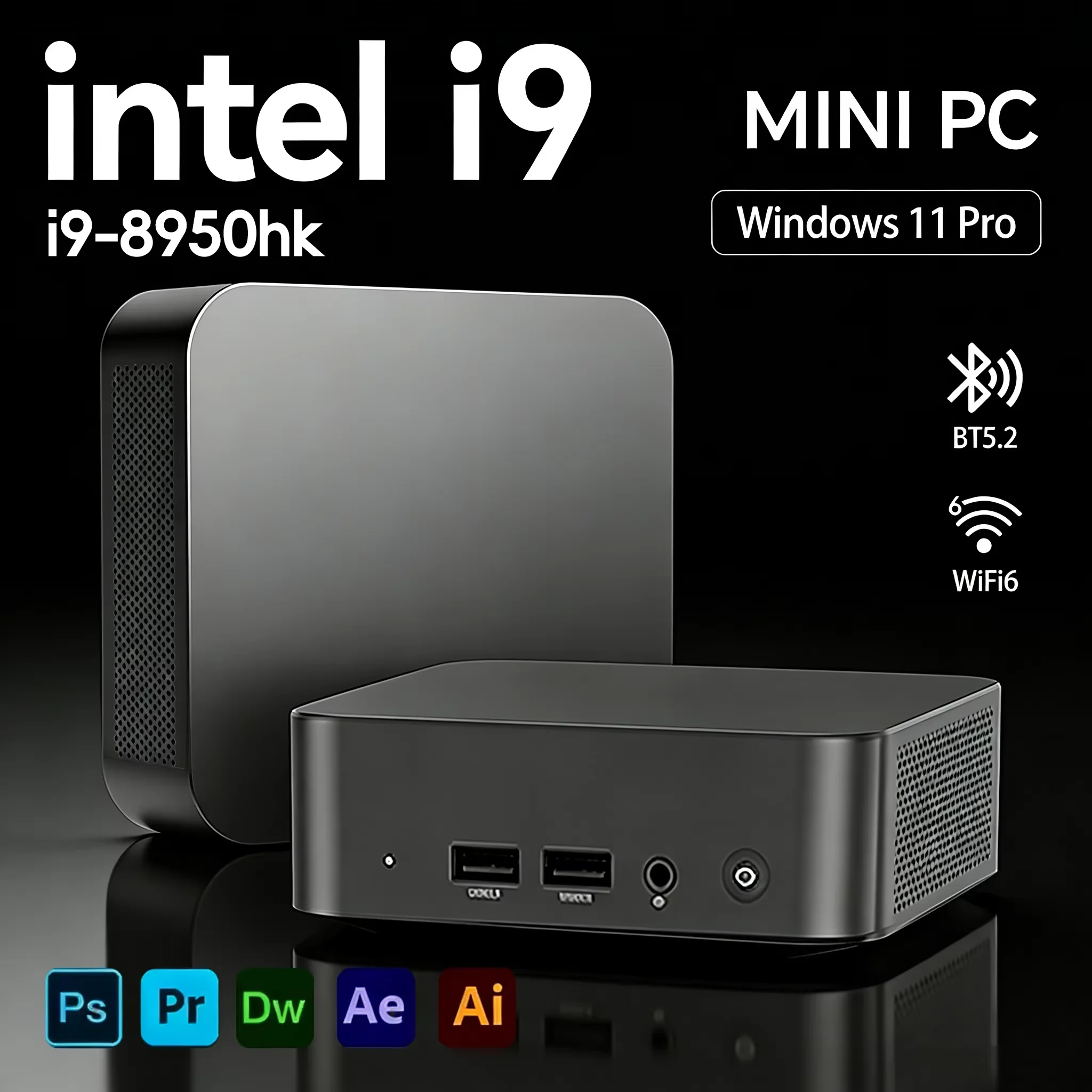 MINI PC Windows 11 Intel Core i9 8950HK 16GB RAM 1TB SSD WIFI 6 BT5.2 4K HD Mini Gaming office study Pc