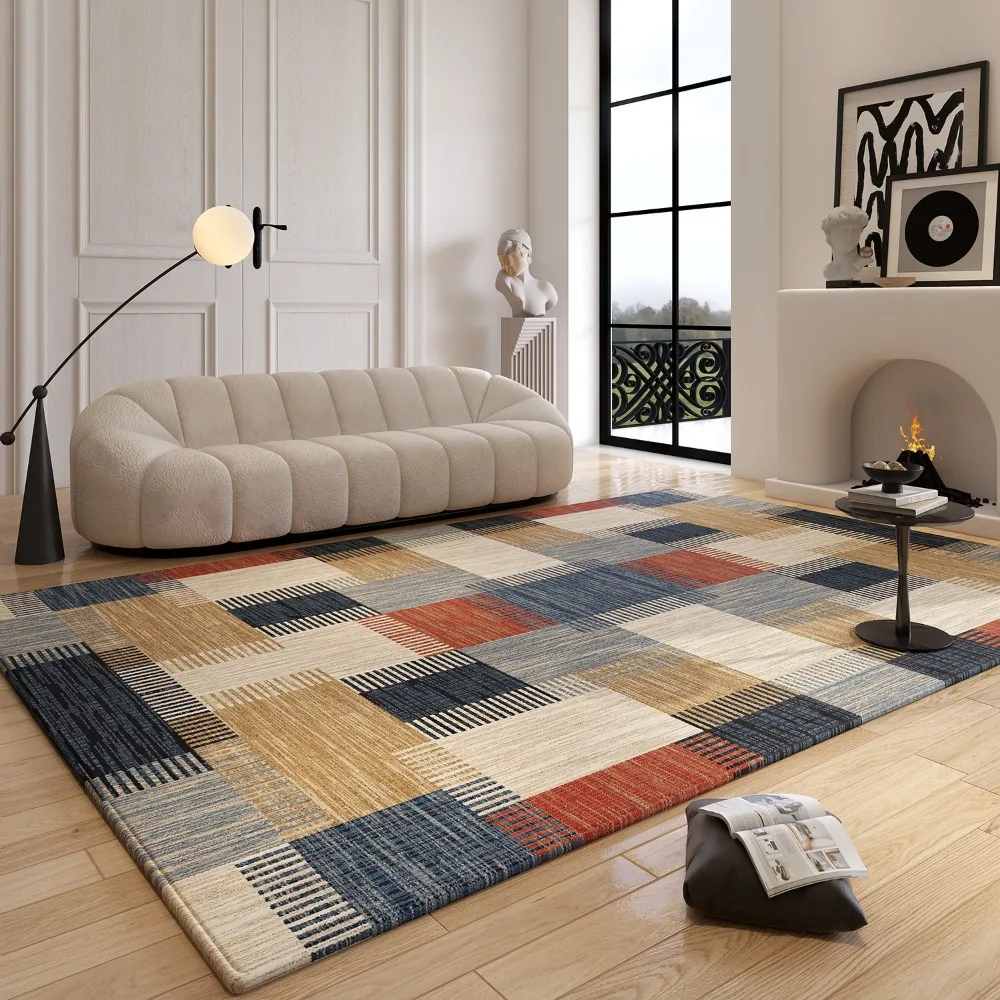 Geometric Print Area Mat Non Slip Washable Floor Carpet for Living Room Bedroom Office Soft Rug Multiple Sizes Modern Home Decor