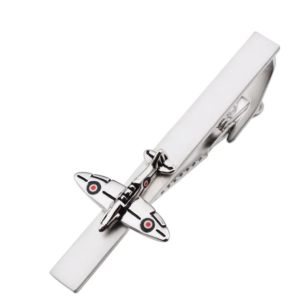 Fermacravatta per aereo da 2.2 pollici per uomo, fermacravatta classico novità spitfire fighter design fermacravatta, accessori da lavoro per cravatta da uomo