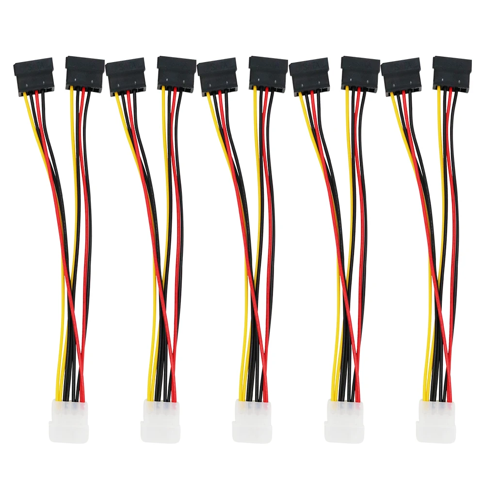 5 Stück 4 Pin Molex auf 2×15 Pin SATA Power Y-Kabel Adapter für IDE 8 Zoll Image