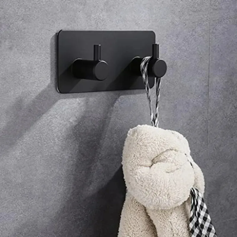 Edelstahl Selbstklebende Türhaken Wandhaken Ohne Bohren Selbstklebendes Regal für Badezimmer Schlafzimmer 4/5/6 Haken-Typ mit Löchern Neu
