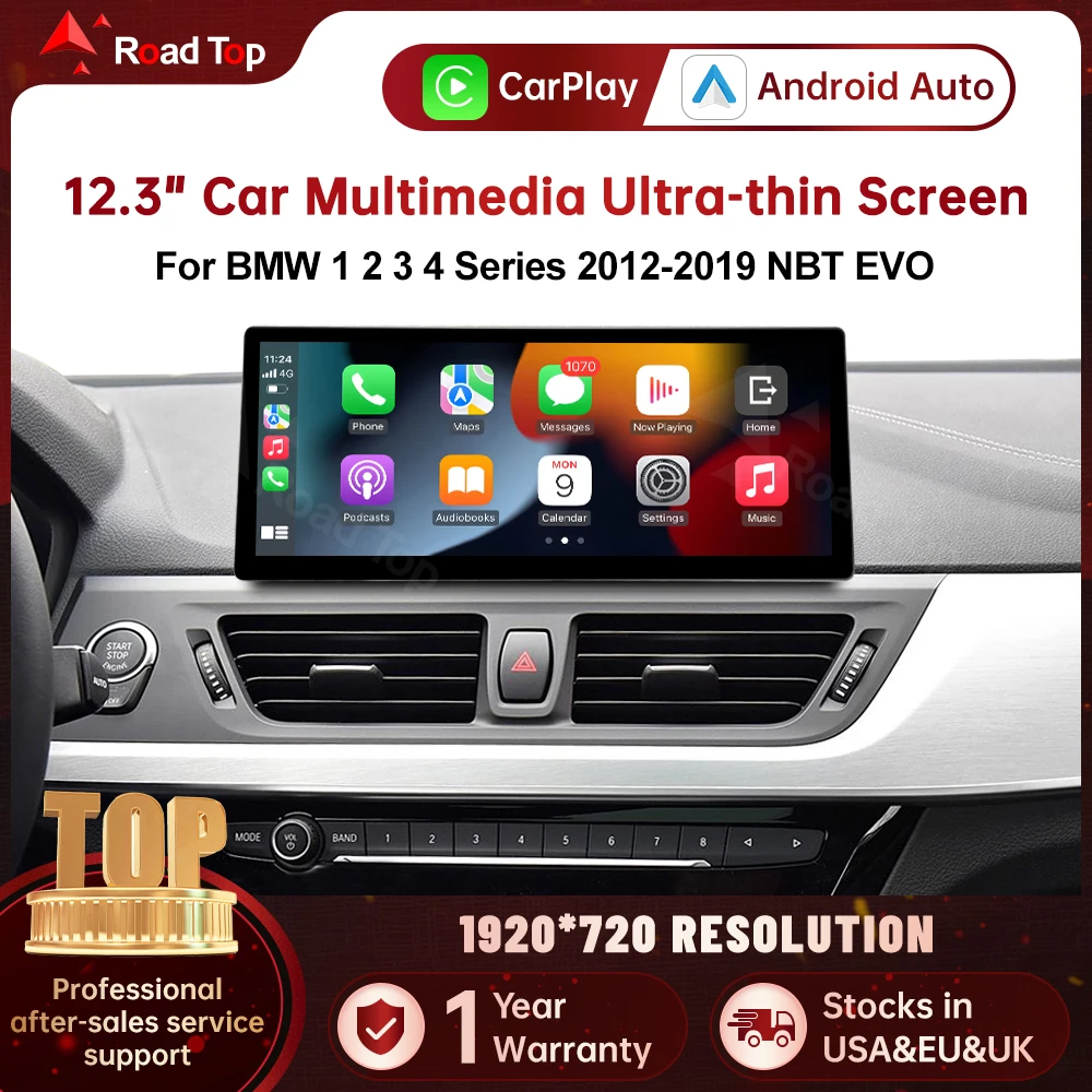 DE RoadTop 12.3 Wireless CarPlay Multimedia-Bildschirm für BMW Serie 1 2 3 4 F20 F21 F22 F45 F30 F31 F32 F33 F45 NBT EVO 2012-2019 Image