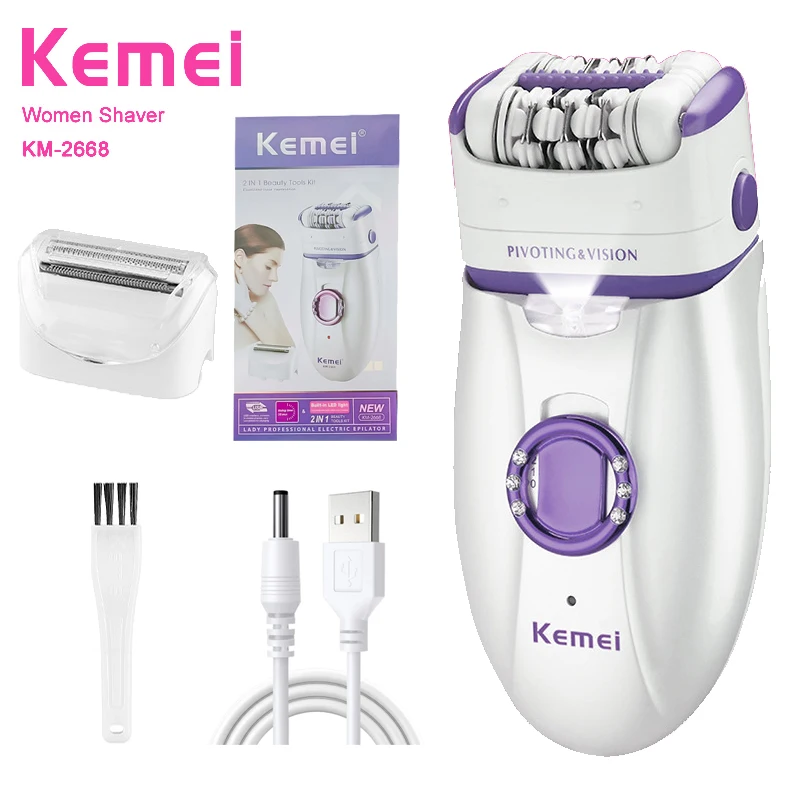 Kemei KM-2668 2-in-1-Damenrasierer, Körperrasierer für die Ganzkörperrasur, Damen-Haarentferner, elektrische Körper-Enthaarungsmaschine Image