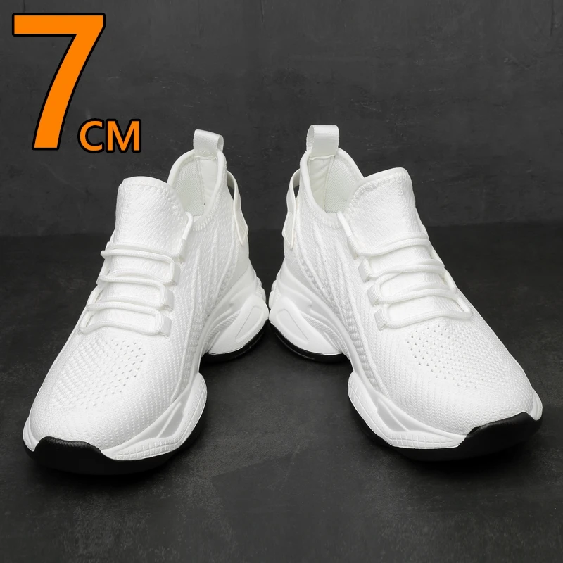 Mann Chunky Höhe Zunehmende Turnschuhe Sommer Atmungsaktive Mesh männer Aufzug Schuhe 7cm Ferse Lift Einlegesohle Plus Größe 36-44