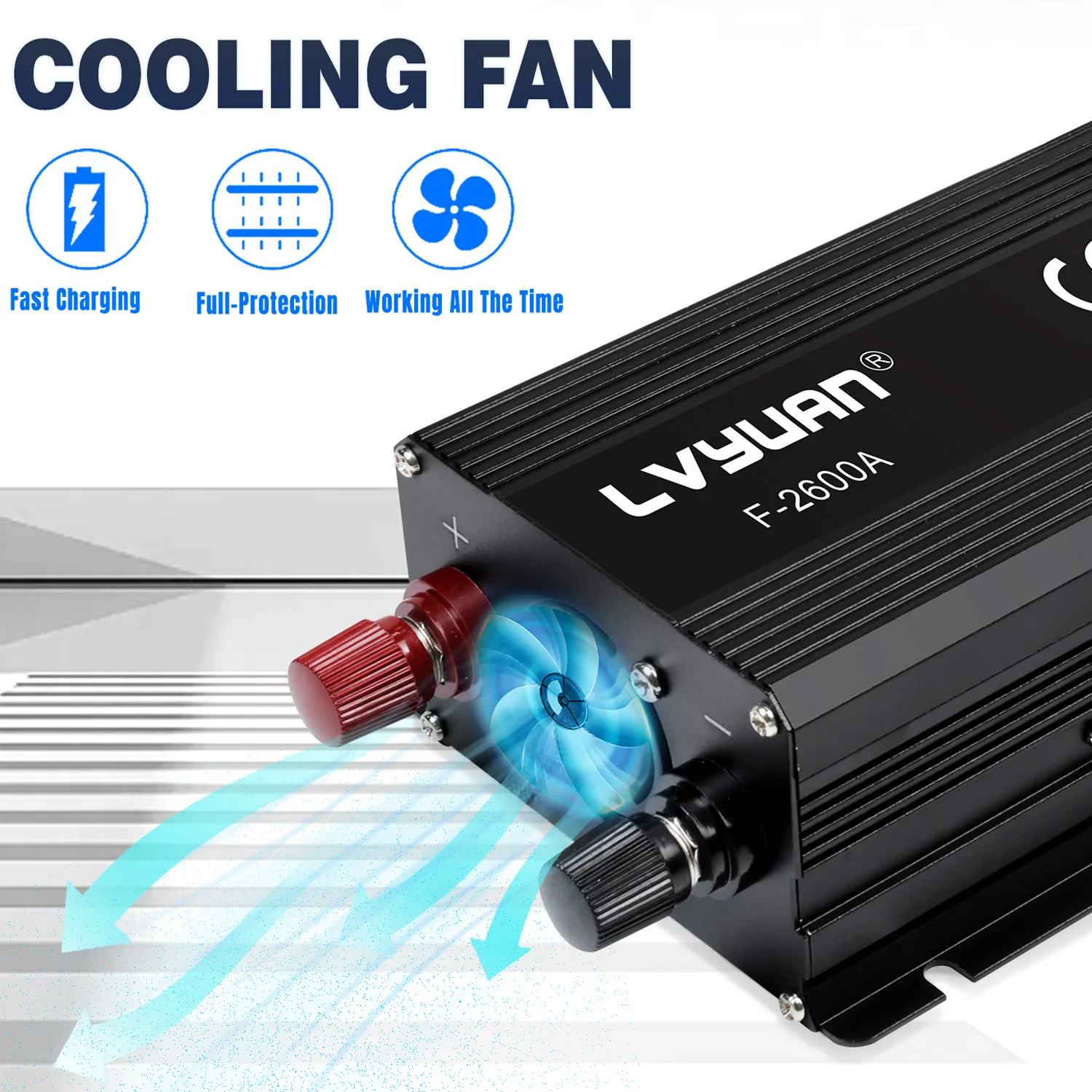 DC 12V AC 220V 1500W/2000W/2600W Stromwechselrichter mit Dual-USB-Ladefunktion und EU-Steckdose 50Hz für Telefon, Wohnmobil und Zuhause Image