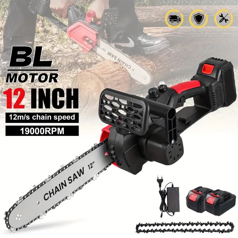 Scie à chaîne électrique sans balais de 12 pouces, 3500W, outils électriques portatifs pour la coupe du bois, coupe-jardin portatif pour batterie Makita 18V