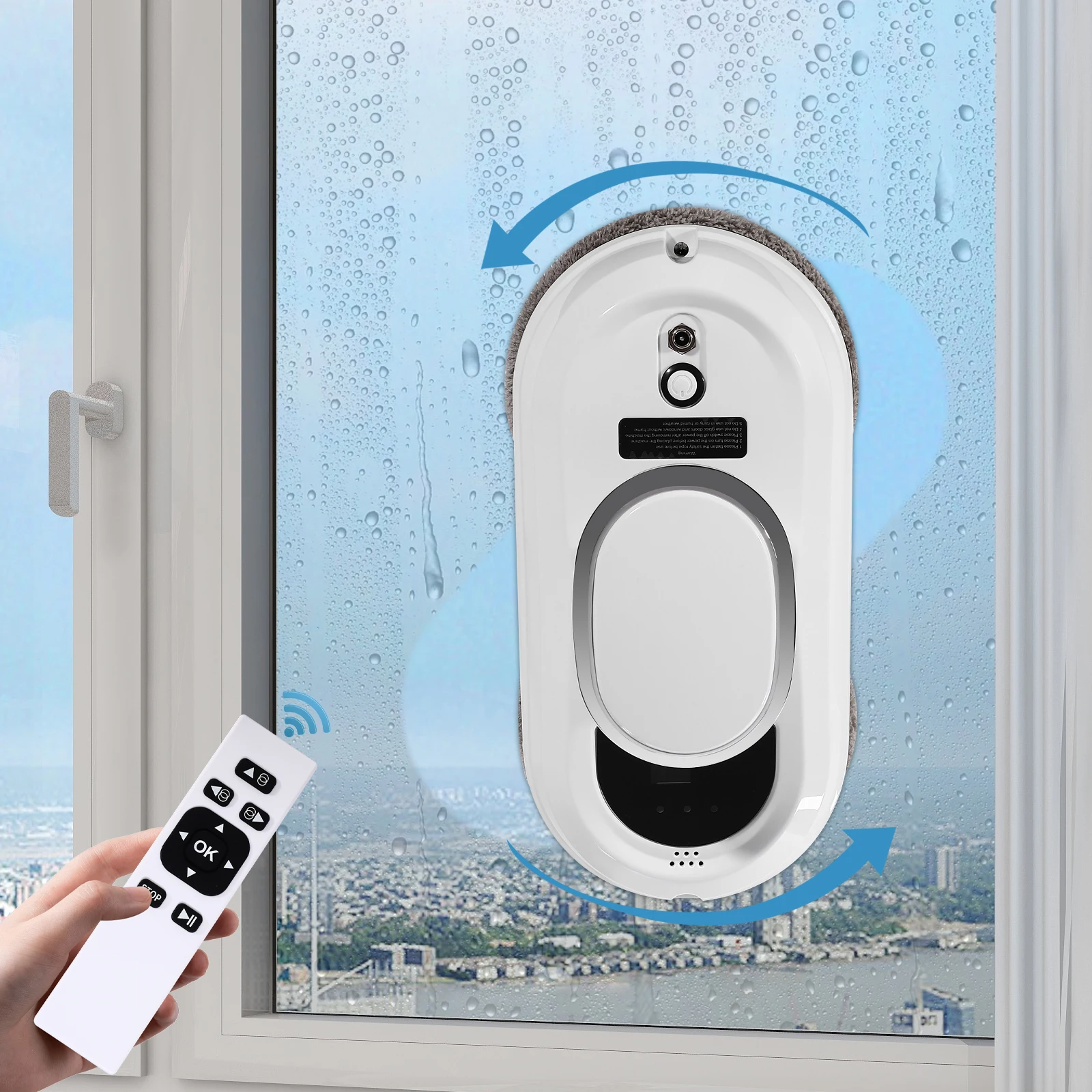 Robot de nettoyage de fenêtres intelligent, robot nettoyeur de fenêtres électrique, robot nettoyeur de fenêtres automatique à télécommande, 10 tampons de nettoyage
