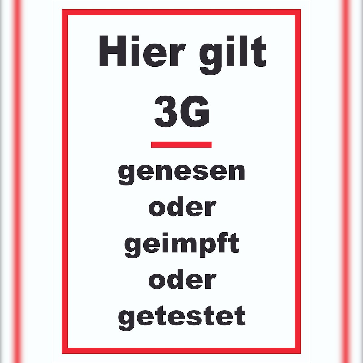 HB-Druck Hier gilt 3G Hinweis Schild mit Text hochkant A6 (105x148mm) Image