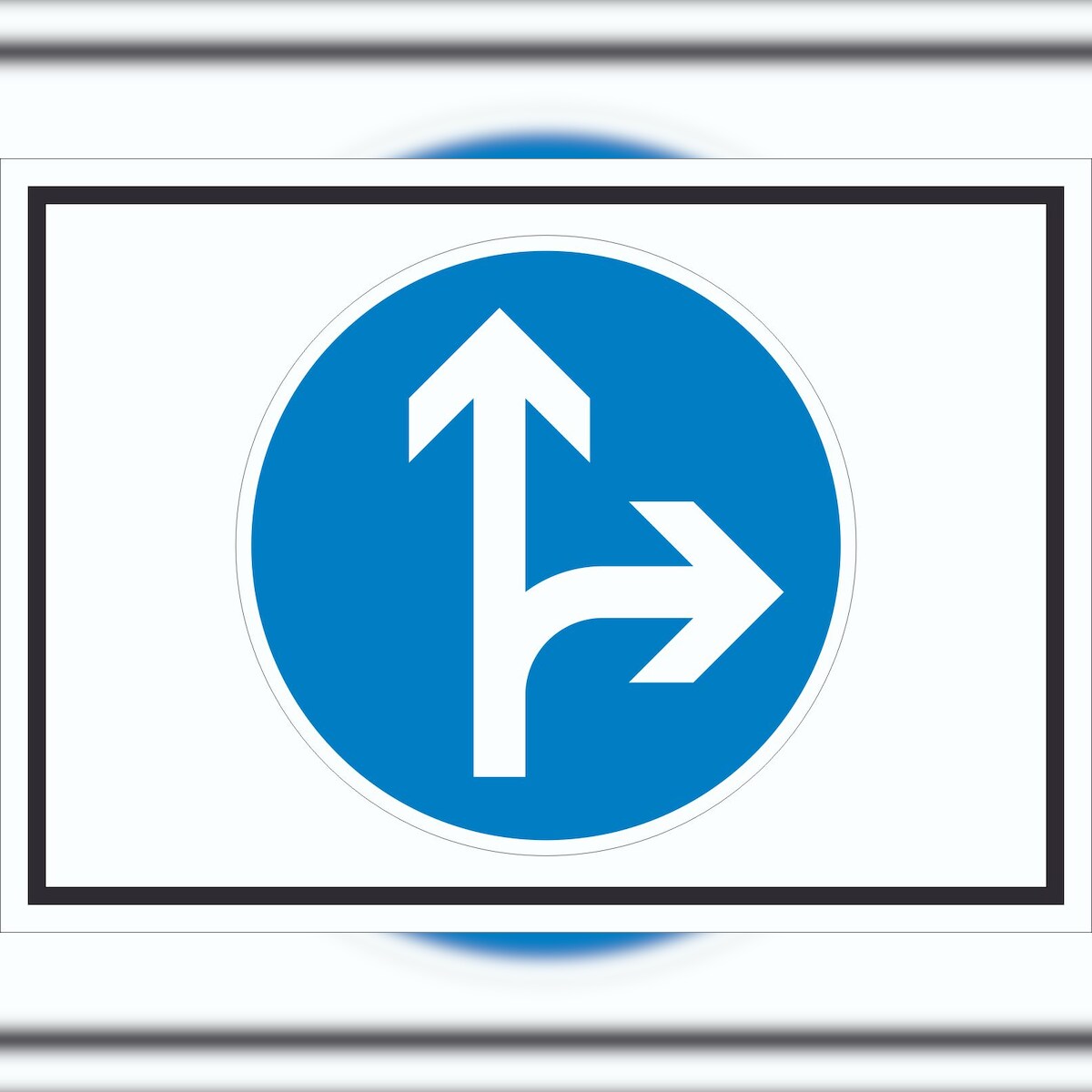 HB-Druck Schild Fahrtrichtung geradeaus oder rechts Symbol A3 (297x420mm)
