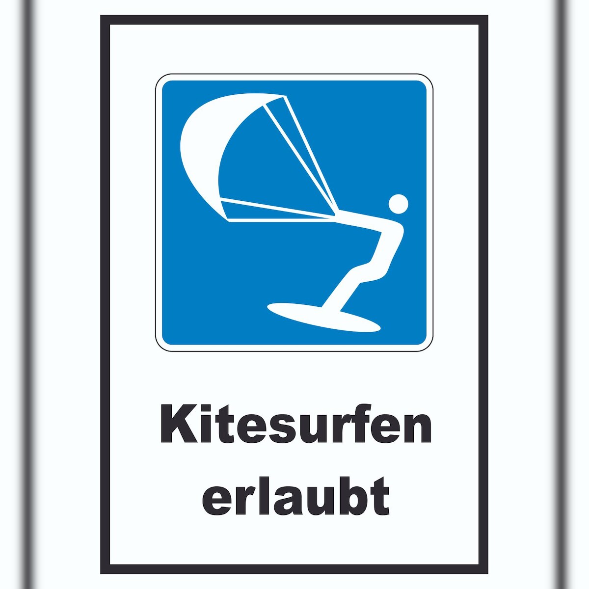 HB-Druck Kitesurfen erlaubt Symbol und Text A4 Rückseite selbstklebend Image