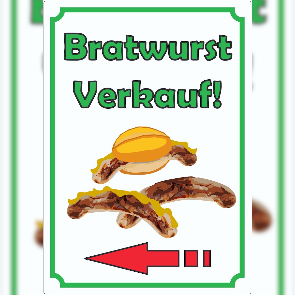 HB-Druck Bratwurst Werbeaufkleber Aufkleber Hochkant mit Pfeil links A7 (74x105mm) Image