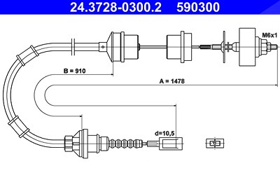 Ate Seilzug, Kupplungsbetätigung [Hersteller-Nr. 24.3728-0300.2] für Fiat, Citroën, Peugeot