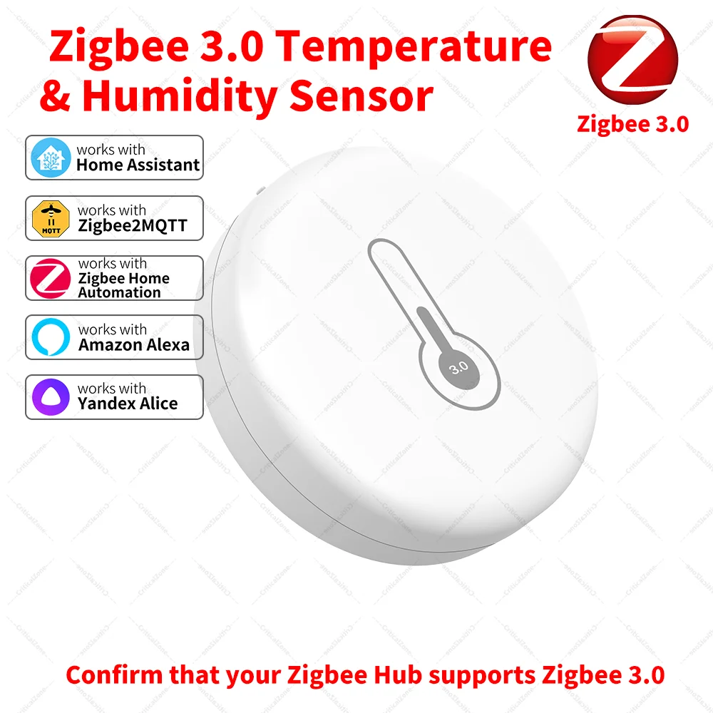 Zigbee 3.0 Sensor Temperatur- und Feuchtigkeitssensor. Zigbee Hub erforderlich. Kompatibel mit Home Assistant, Yandex, Alexa, ZHA, Zigbee2MQTT, HA. Image