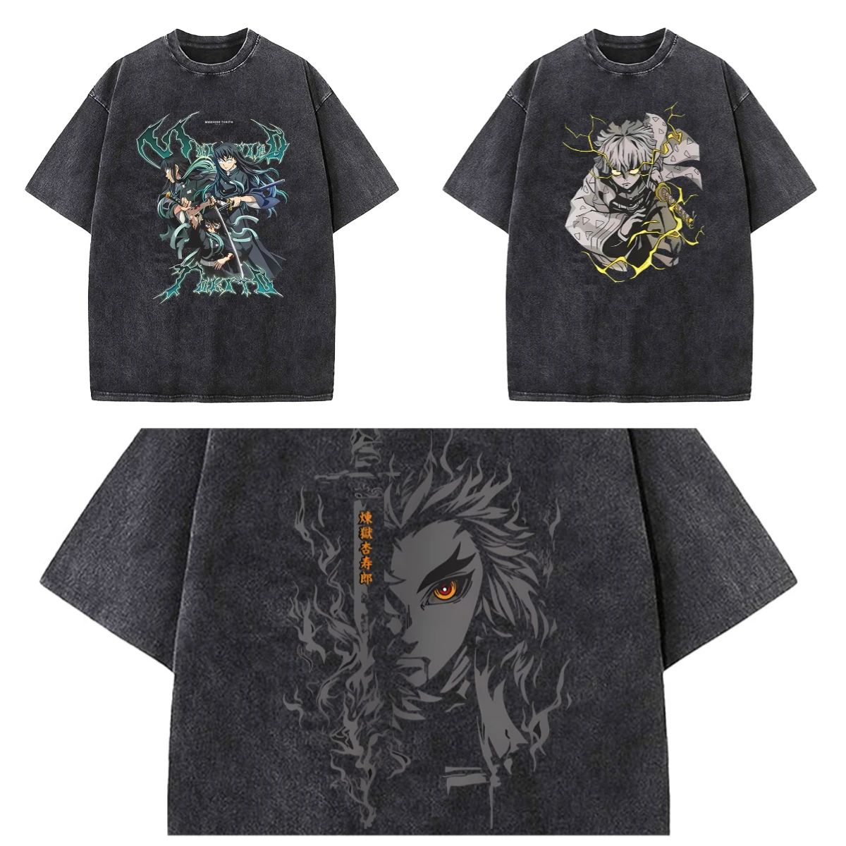 Herren-T-Shirt mit japanischem Anime-Aufdruck „Demon Slayer“, modische Y2K-T-Shirts für Frühling und Sommer, T-Shirts für Herren und Damen Image