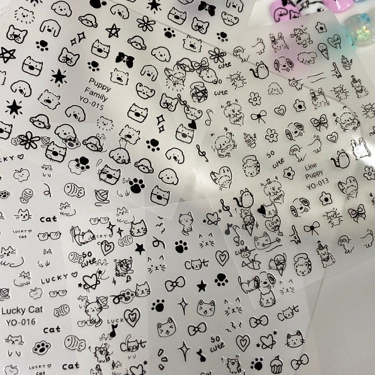 MINKYS 4 Stück/Lot transparente dekorative Aufkleber für Katzen und Welpen für Scrapbooking, niedliche Journal-Aufkleber, Schreibwaren Image