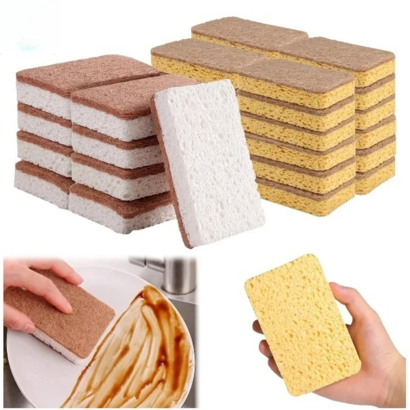 Biologisch abbaubarer, kompostierbarer Zellulose- und Kokosnuss-Scheuerschwamm – 6 umweltfreundliche Spülschwämme Image