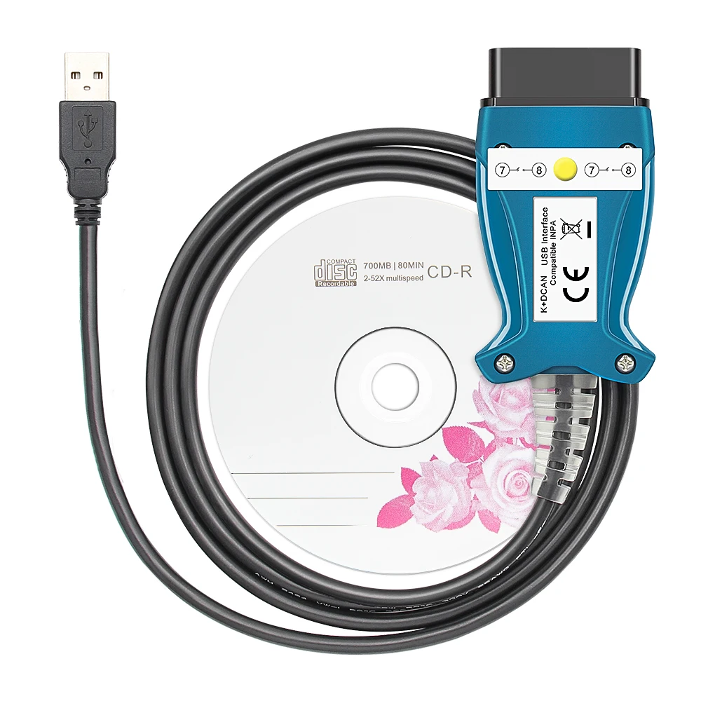 2026 INPA K+DCAN mit Schalter FTDI FT232RL Full-Chip OBD2 Scanner USB Diagnosekabel für BMW K CAN Auto-Tool Image