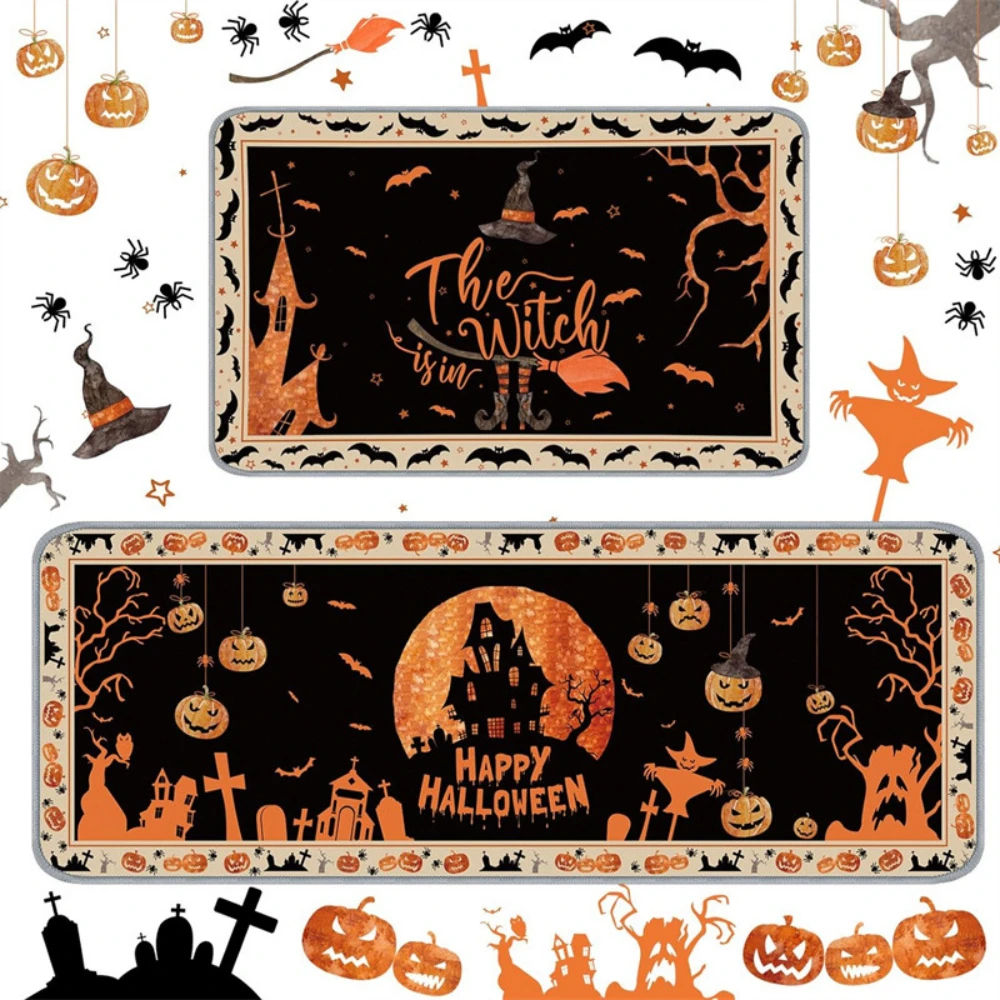 1pc/2pc Halloween Fußmatten Schädel Kürbis Küche Matte Schmutzig Beständig Fuß Matte Eingangsbereich Tür Matte Korridor matte Wäsche Zimmer Matte