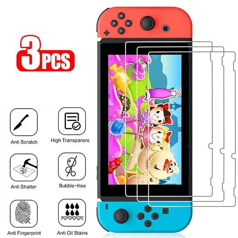 1/2/3/4 Stück gehärtetes Glas, vollständiger Displayschutz für Nintendo Switch/Switch Lite/Switch OLED, Glas-Displayschutzfolie Image