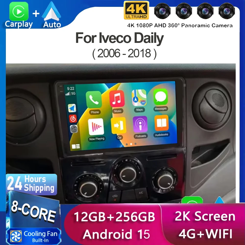 Android 15 Carplay Auto Für Iveco Daily 2006-2018 Auto Radio Multimedia Video Player 5G Wifi GPS Navigation kopf Einheit Image