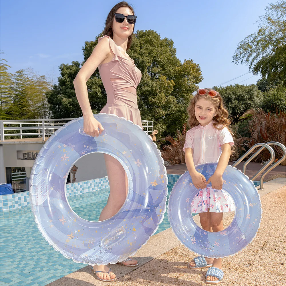 Modischer Schwimmring mit Schleife, Niedlicher Glitzer-Pailletten-Kinder-PVC-Schwimmring, Verdickter Sicherer Sommer-Pool-Strand-Wasserspaß Image