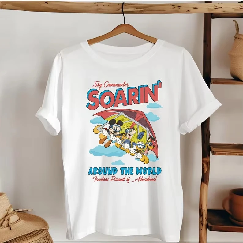 2026 Vintage Mickey & Friends Soarin' Around The World Shirt Ride Epcot Center Tee Donald Pluto Goofy Disneyland Trip Outfit Image