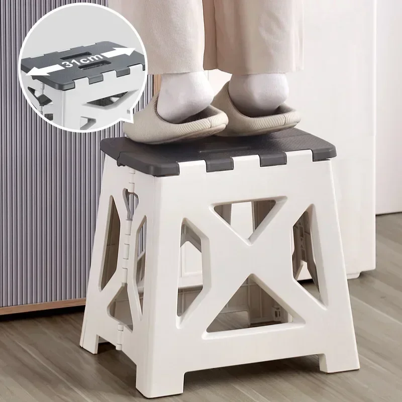 Tragbarer Klapphocker aus Kunststoff für Outdoor, Camping, Haus, Bad, Küche, Garten, Kinder und Erwachsene Image