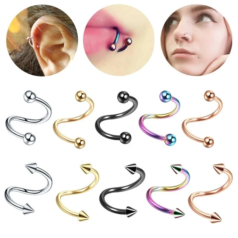 Edelstahl Nase Ring Piercing Hufeisen Spike Septum Piercing Lip Tragus Helix Piercing Körper Piercing Ring Hip Hop "S" Image