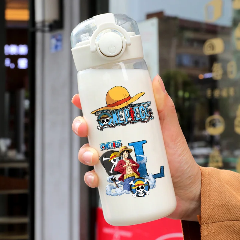 400ML One Piece Wasserbecher Tragbare Modische Plastik-Trinkflasche Anime Luffy Zoro Wasserflaschen Große Kapazität Sport-Trinkflasche Geburtstagsgeschenk Image