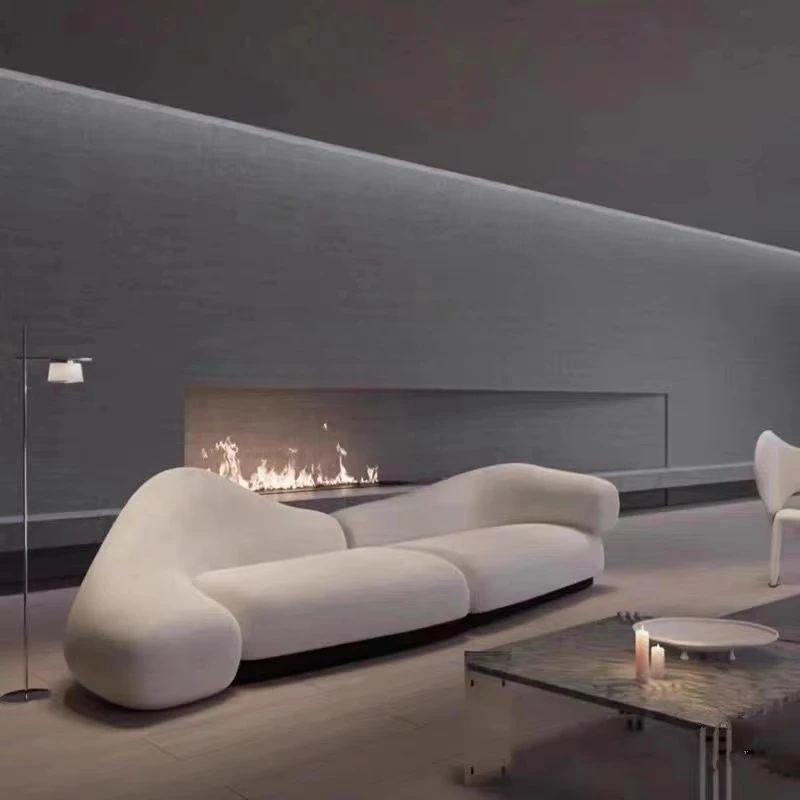 Wohnzimmer-Sofa in Sonderform, modernes Sofa aus Lammwolle, Wolke, weiche Tasche, gebogenes Sofa aus Stoff Image