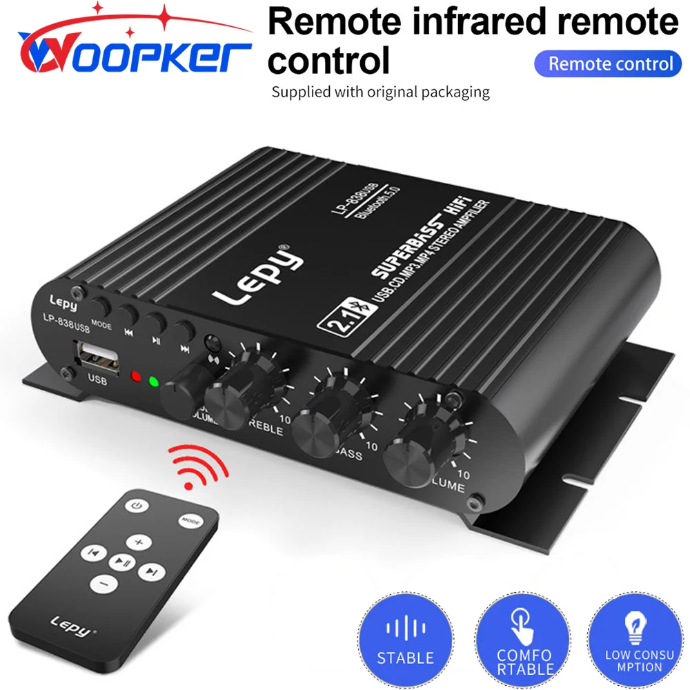 Audio verstärker lepy838usb Bluetooth Subwoofer Verstärker Computer 12V Auto Home Verstärker u Disk verlustfreie Musik 2,1 Kanal Hifi Image