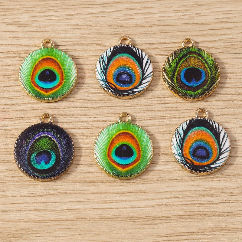 Tusember 10 Stück Emaille-Anhänger mit Pfauenfeder-Anhänger für Schmuckherstellung, Halskette, Ohrringe, DIY, Armband, Zubehör, Zubehör Image