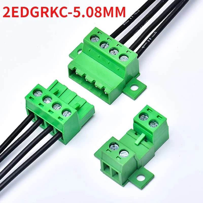 1 Sätze lötfreier Docking-Typ 2EDGRKC 5,08 mm Schraubklemmenblock-Anschluss PCB-Steckertyp 2edg-Typ grüner Klemmenblock Image
