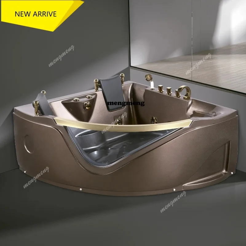 M138 Eck-Whirlpool-Badewanne für Badezimmer mit Chromotherapie, Indoor-Spa für zwei Personen, Surf-Massage-Wanne