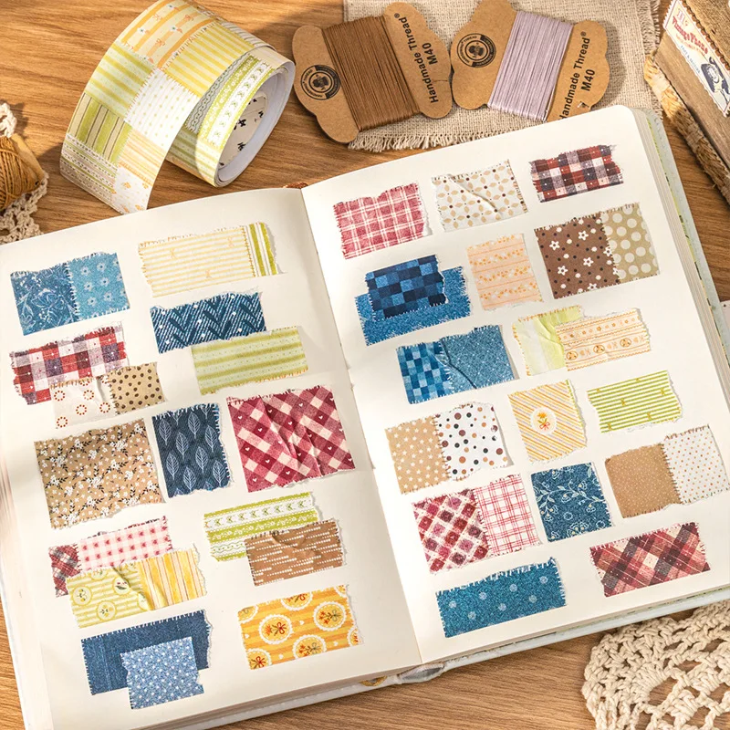 1 Rolle/2 Rollen Weißes Kraftpapier-Kollagenband, Patchwork Whisper Serie, Journal-Kunst-Basis-Dekor-Aufkleber, 4 Stile Image