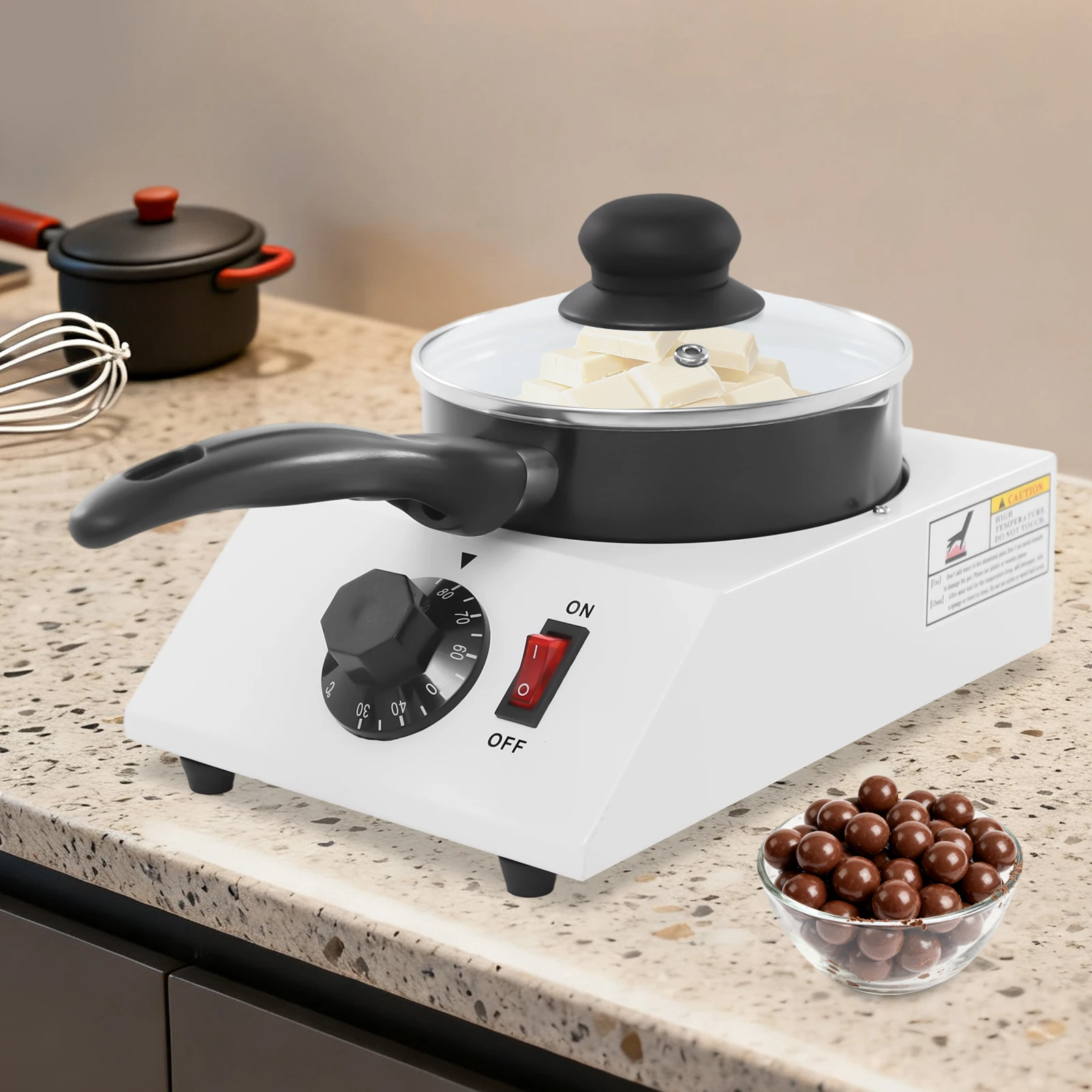 BYMAOCAR Elektrischer Schokoladenschmelzer, 40-W-Schmelzstopp-Temperiergerät zum Schmelzen von festen Schokolade in Saucen für Hobby-Schokolade Image