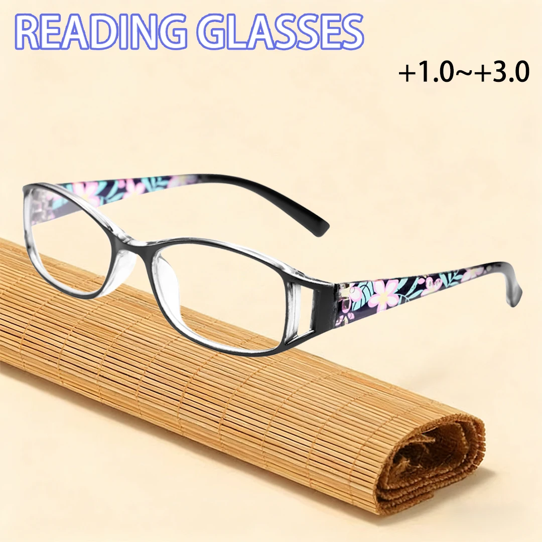 1 Paar Lesebrillen mit Retro-Blumenrahmenmuster, Blaulichtfilter, +1,0 bis +3,0, Unisex Image