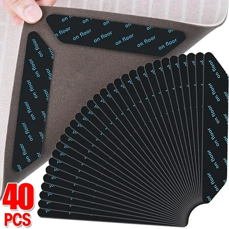 40/8Pcs Doppelseitig Klebstoff Teppich Aufkleber Wiederverwendbare Anti Curling Teppich Greifer Feste Patch Anti-slip tür Boden Matte Klebrige Pads Image