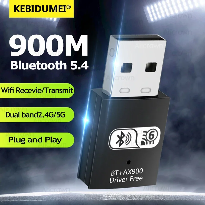 900Mbps USB WLAN Bluetooth Adapter Dual-Band 2,4/5,8GHz Kabelloser Externer Empfänger RTL8821CU Wi-Fi Dongle für PC/Laptop/Desktop Image