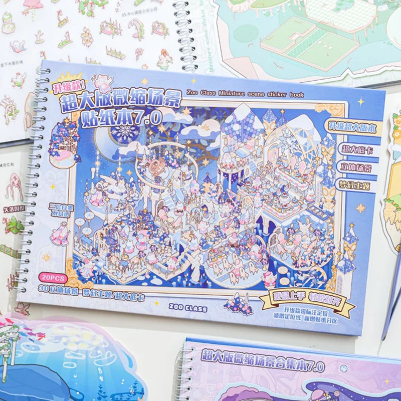 Mr. Paper 20 Stück Übergroßes Miniatur-Szenen-Aufkleberbuch 7.0 3D Diorama Journal-Deko, Kreatives Collage-Material DIY Stressabbau Image
