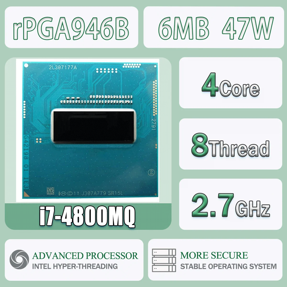 Intel Core I7-4800MQ 2,7 GHz 4 Kerne 8 Threads 6M 47W I7 4800MQ Computer CPU Prozessor Server Sockel G3 / RPGA946B SR15L