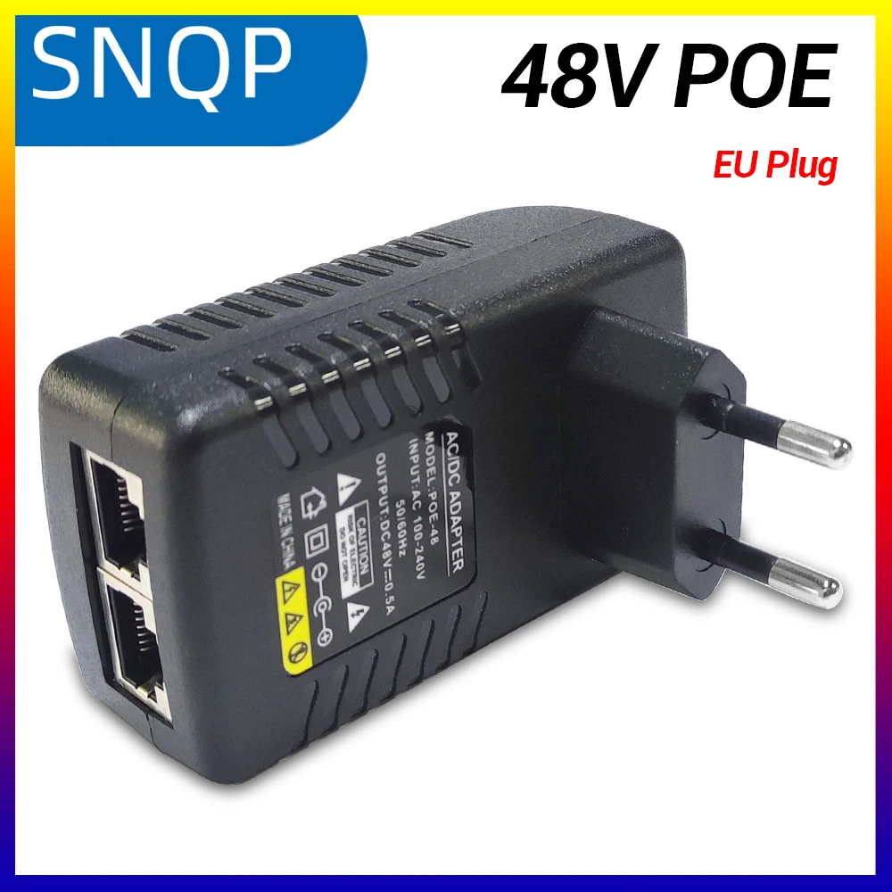 CCTV-Sicherheitsüberwachung, POE-Netzteil, 48 V, 0,5 A, EU/US-Stecker für Injektor, Ethernet, IP-Kamera, POE-Switch, NVR-Router Image