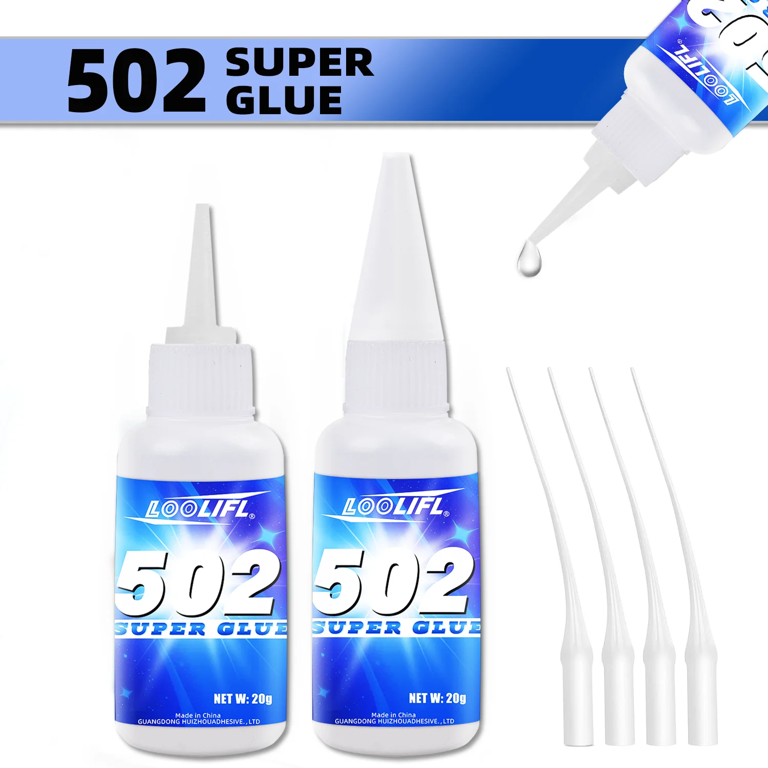 LOOLIFL 502 Superkleber 20g Starker Sofortkleber für Kunststoff, Metall, Gummi, Keramik, - Schnell trocknender Cyanacrylat-Kleber mit Image