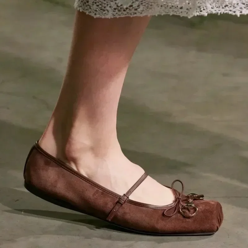 2026 Sommer Neue Damen Ballerinas Modische Eckige Spitze Bequeme Mary Jane Schuhe für Studentinnen 34-44 Große Flache Schuhe