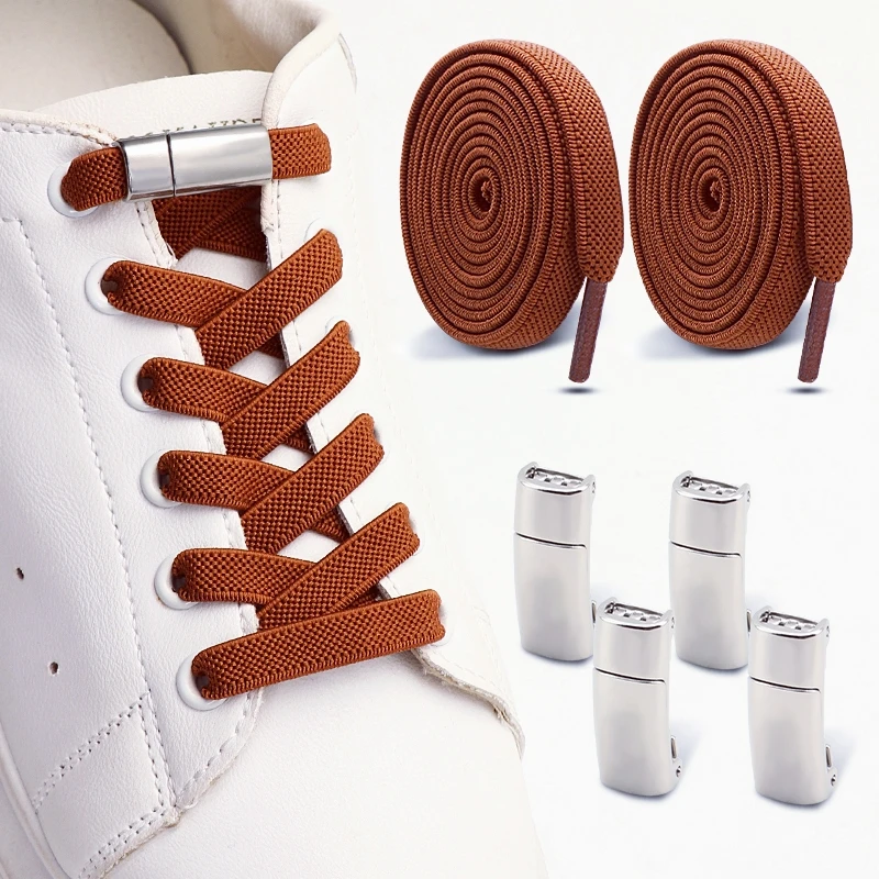 2 Paar Schnürsenkel ohne Binden - Magnetische Schnallen-Schnürsenkel - Schnellverschluss-Verschluss für Freizeitschuhe, Sneaker, Stiefel, Canvas-Schuhe